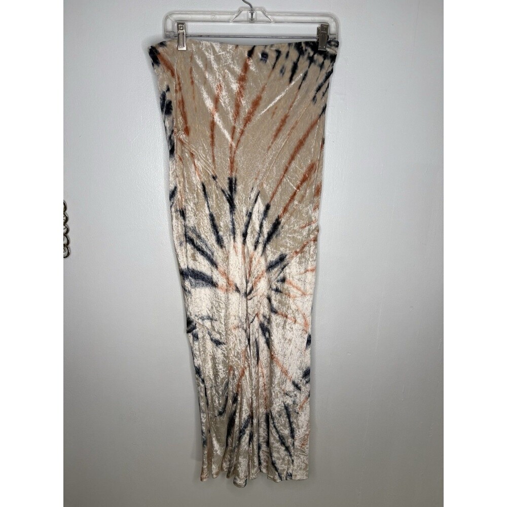 FREE PEOPLE NEW Serious Swagger Bias Skirt $128 Tie Dye Velvet Midi Hippie XL - Picture 2 of 8